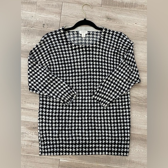 J.Crew Women’s Houndstooth Sweater – Size XL – Black & White – Chic & Cozy - Picture 1 of 2